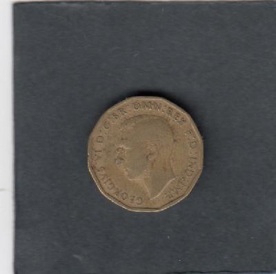 Beschrijving: 3 Pence  GEORGIUS VI